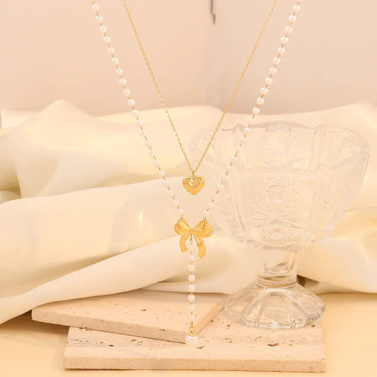 Necklace Gold Plated Chain and Perla