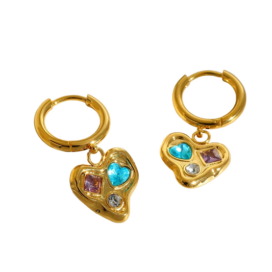 *Σκουλαρίκια επιχρυσωμένο ατσάλι με πολύχρωμα zircon-EA094