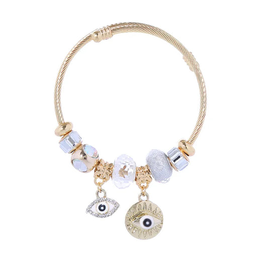 Βραχιόλι χρυσό ατσάλι με ματάκια-BR293