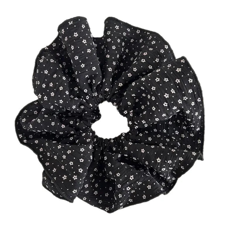 Elastic scrunchie negru cu floricele - HA066