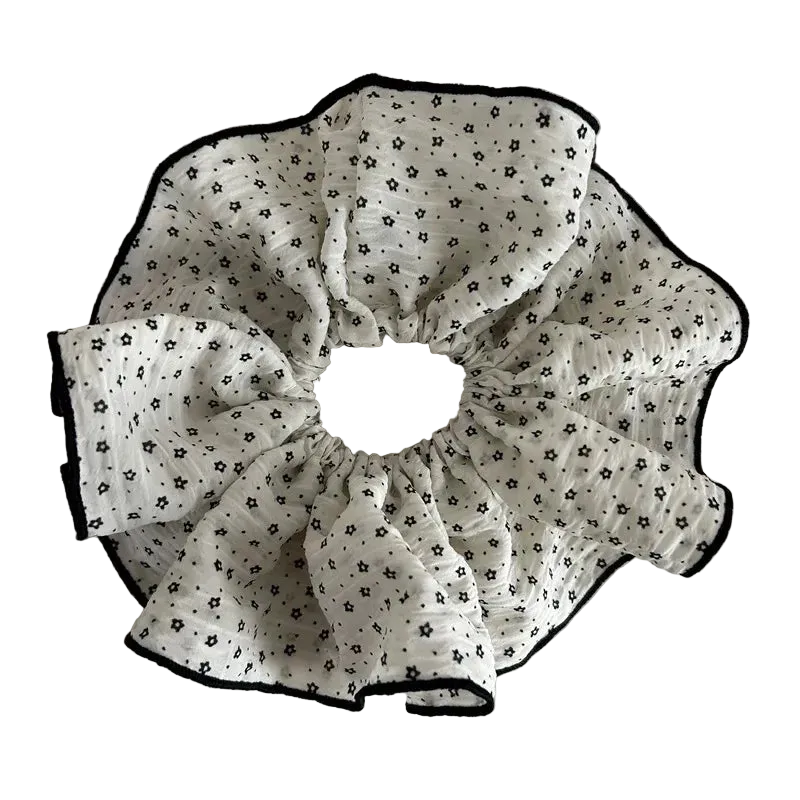 Elastic scrunchie alb cu floricele - HA069