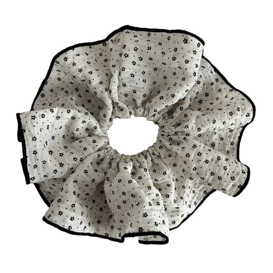Elastic scrunchie alb cu floricele - HA069