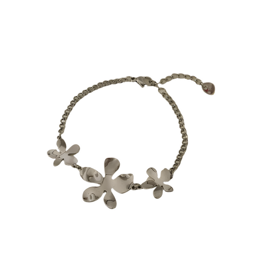 Steel bracelet with large flowers -BR222