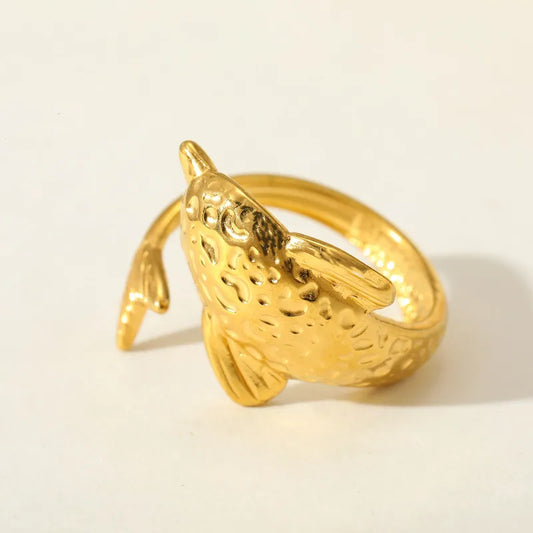 Δαχτυλίδι επιχρυσωμένο ατσάλι δελφινάκι - R152