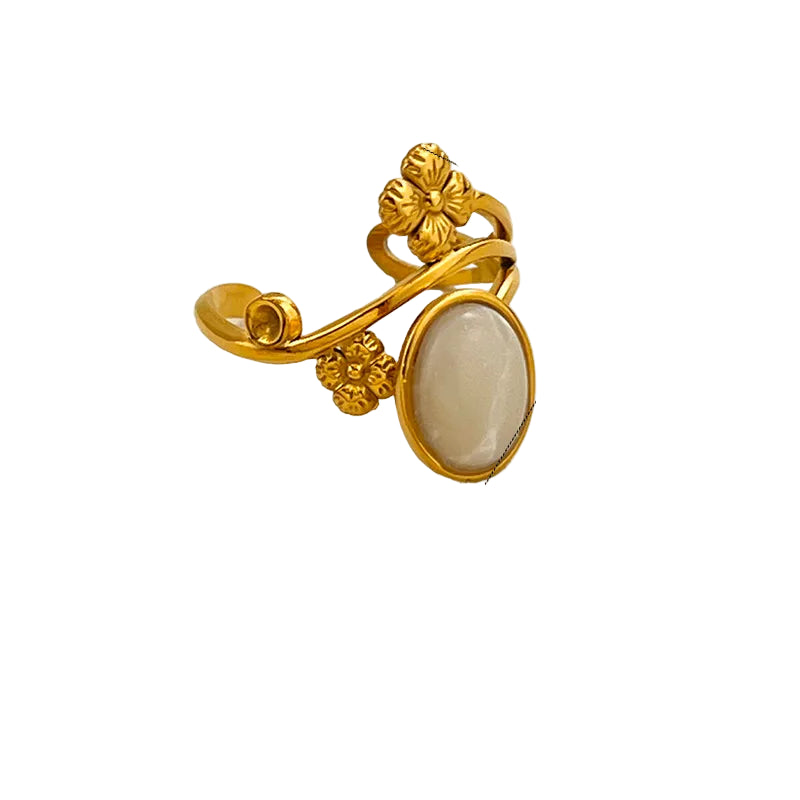 Δαχτυλίδι επιχρυσωμένο ατσάλι με λευκή πέτρα-R286