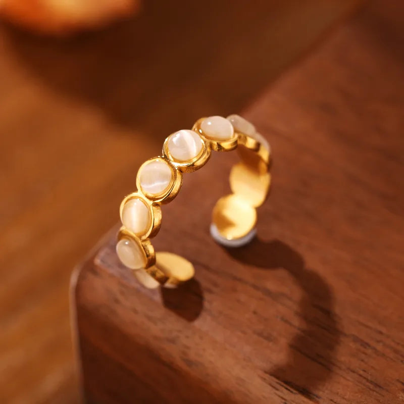 Δαχτυλίδι επιχρυσωμένο ατσάλι κρεμ-R130