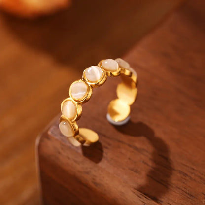 Δαχτυλίδι επιχρυσωμένο ατσάλι κρεμ-R130