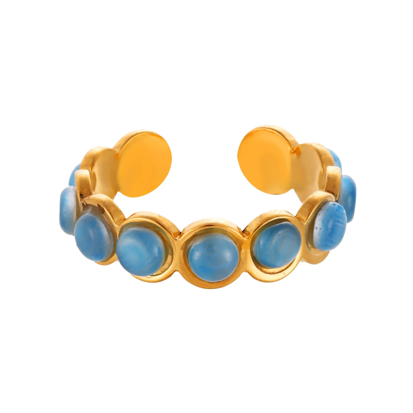 Δαχτυλίδι επιχρυσωμένο ατσάλι γαλάζιο-R121