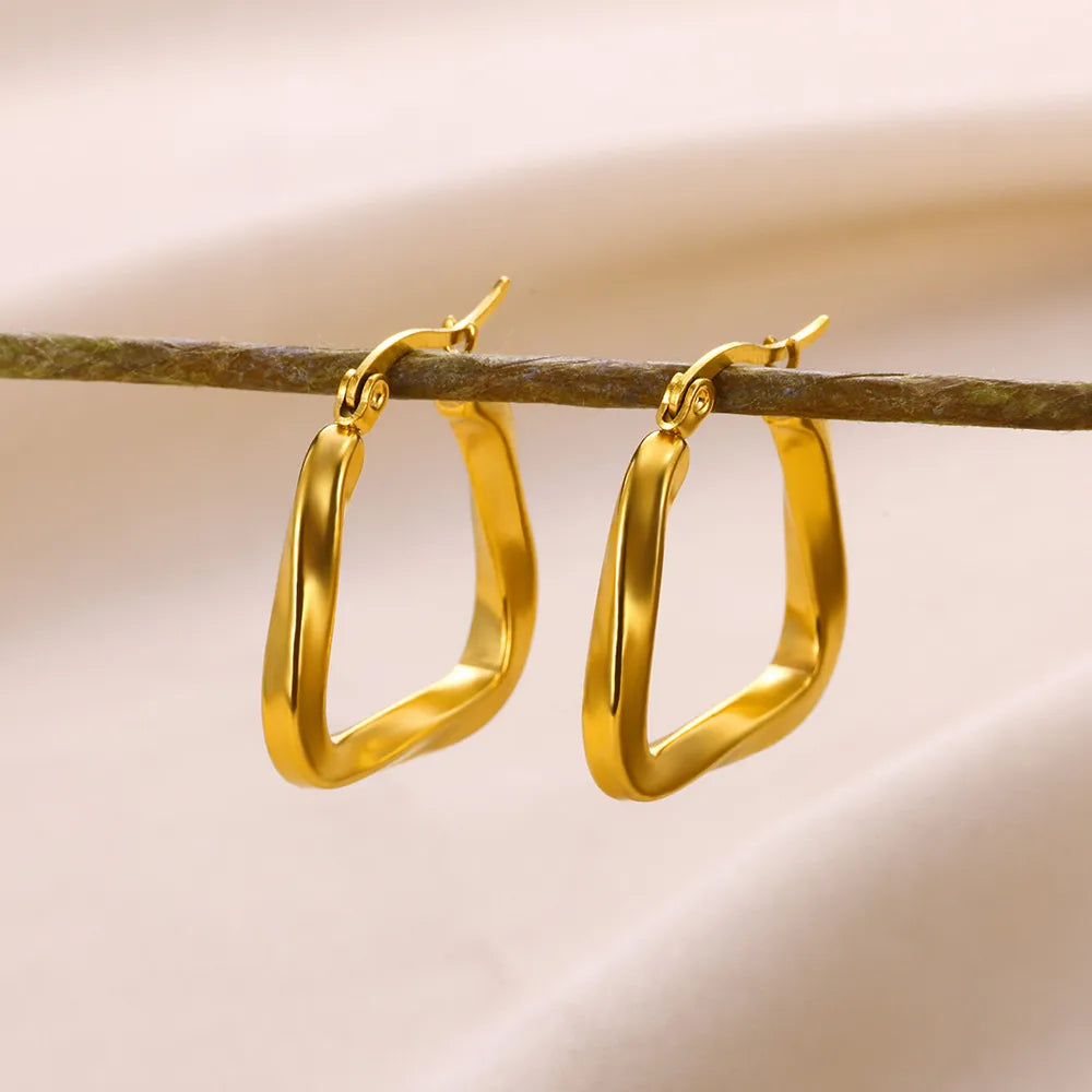 * Cercei cerc pătrați din oțel-EA277