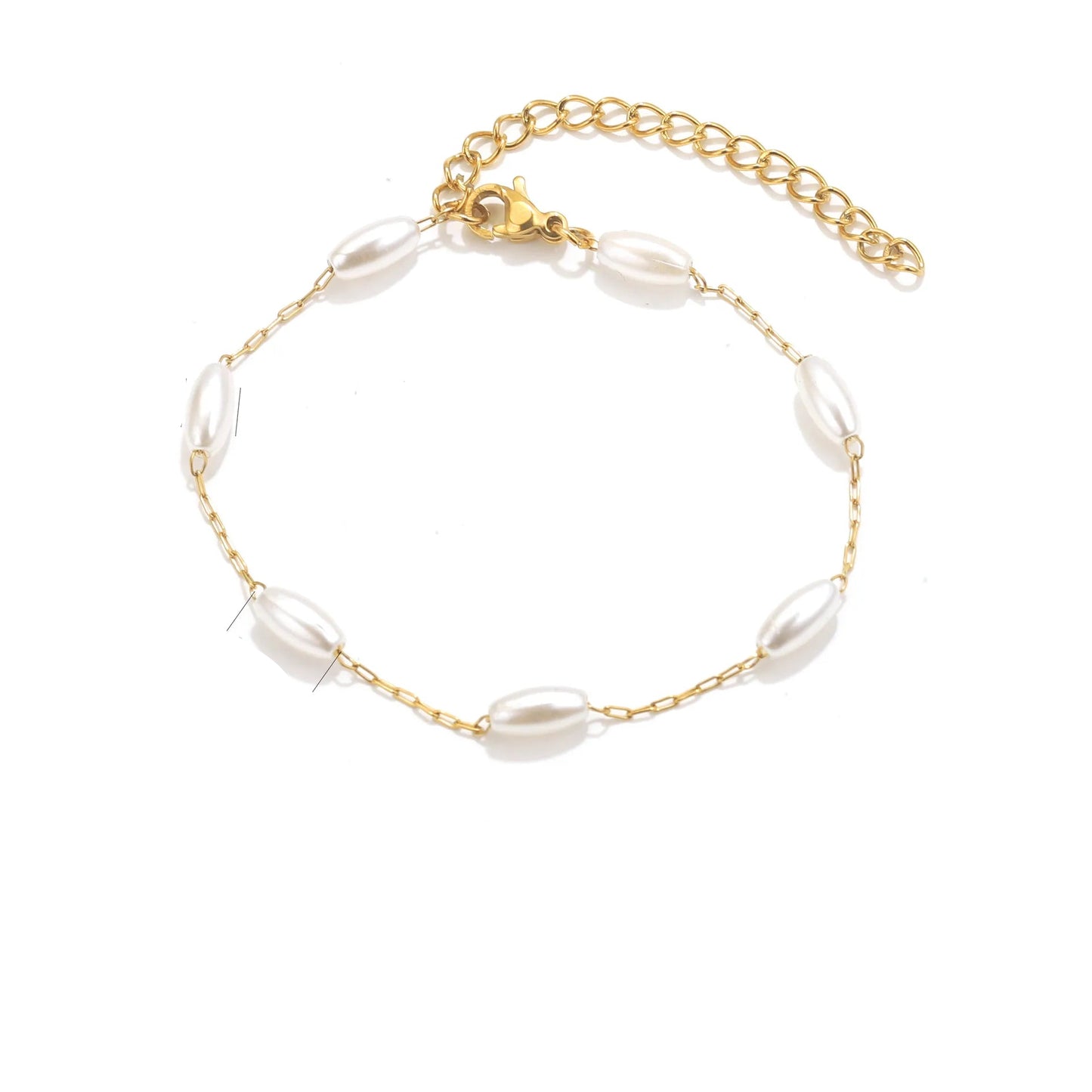 Βραχιόλι χρυσό ατσάλι με οριζόντιες πέρλες-BR240