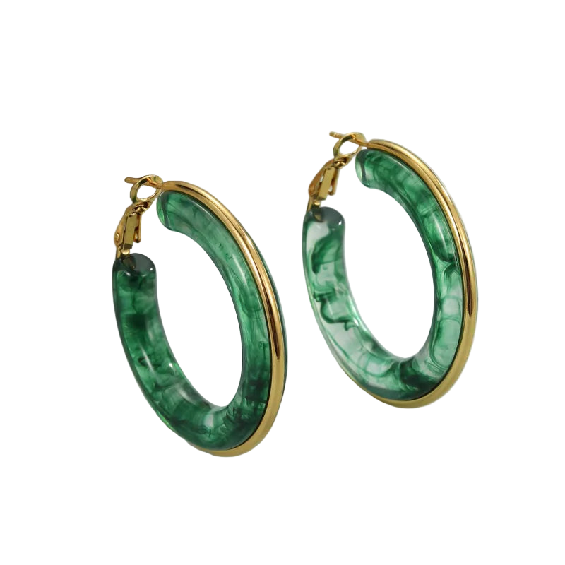 * Cercei din otel cu rasina verde-EA261