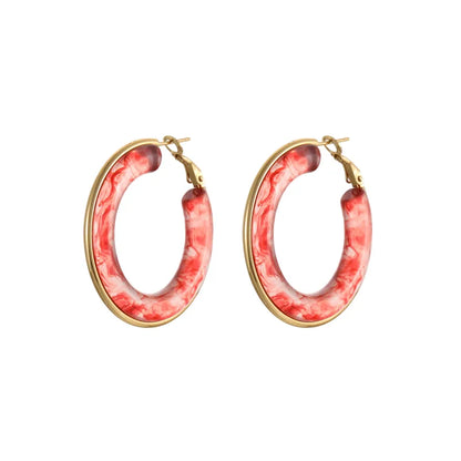 Σκουλαρίκια ατσάλι με κόκκινη ρητίνη-EA819