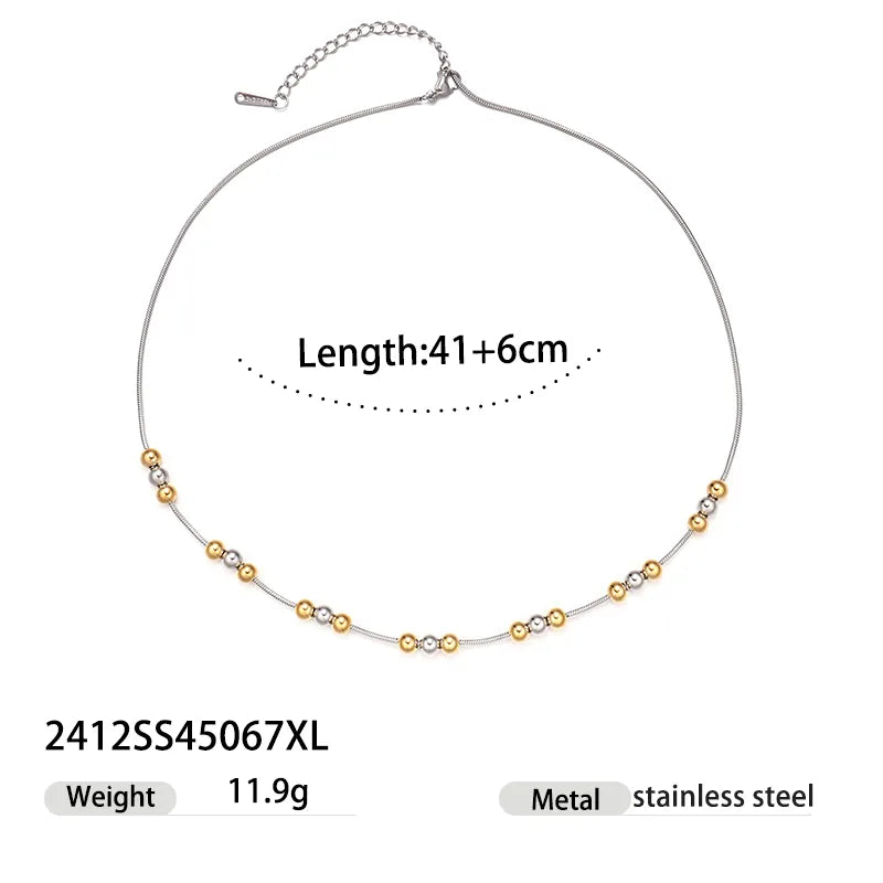 Colier din otel cu margele de otel-NE396