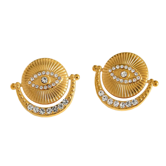 Earrings gilded steel with zircon eyes-ea328