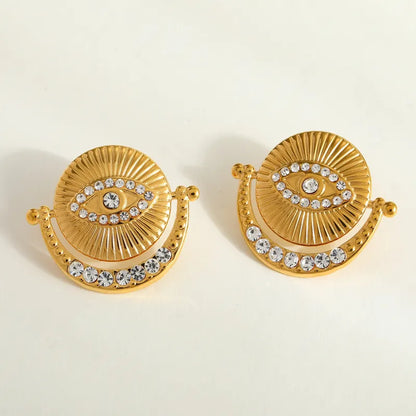 Earrings gilded steel with zircon eyes-ea328