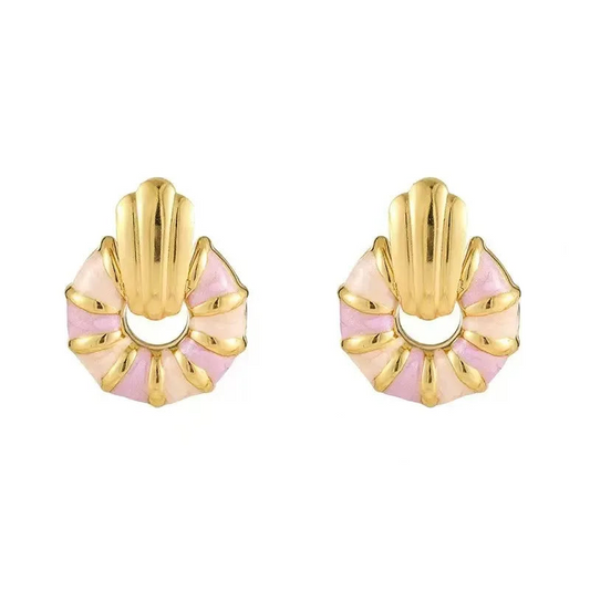 Σκουλαρίκια επιχρυσωμένο ατσάλι ροζ-EA262