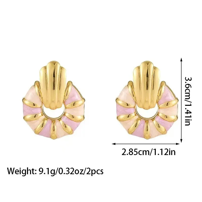 Σκουλαρίκια επιχρυσωμένο ατσάλι ροζ-EA262