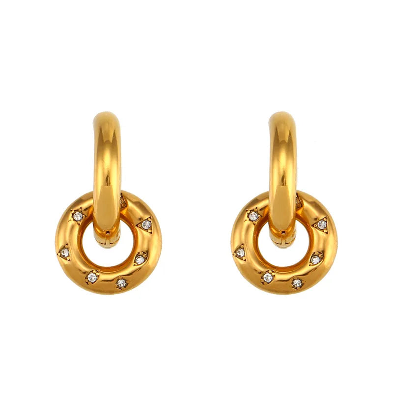 Σκουλαρίκια επιχρυσωμένο ατσάλι κρίκοι με zircon-EA228