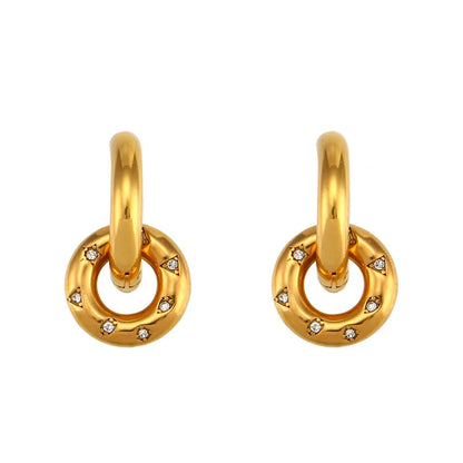 Σκουλαρίκια επιχρυσωμένο ατσάλι κρίκοι με zircon-EA228