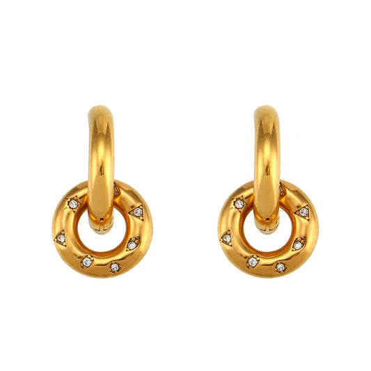 Earrings gilded steel rings with zircon-ea228