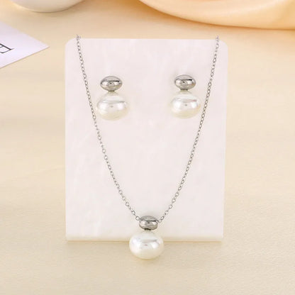 Set Necklace Silver Silver Steel with pearls-set004