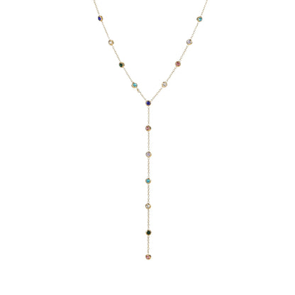 Colier din oțel placat cu aur cu zircon colorat-NE379