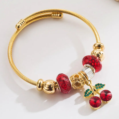 Βραχιόλι ατσάλι με κόκκινα charms-BR080