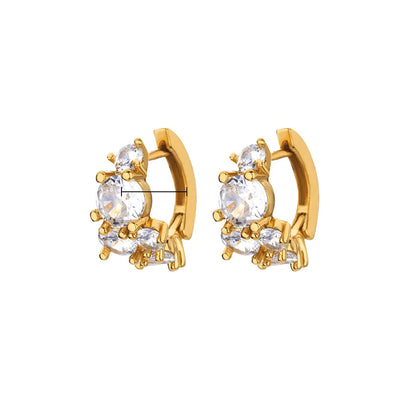 Σκουλαρίκια επιχρυσωμένο ατσάλι κρίκος με zircon -EA359