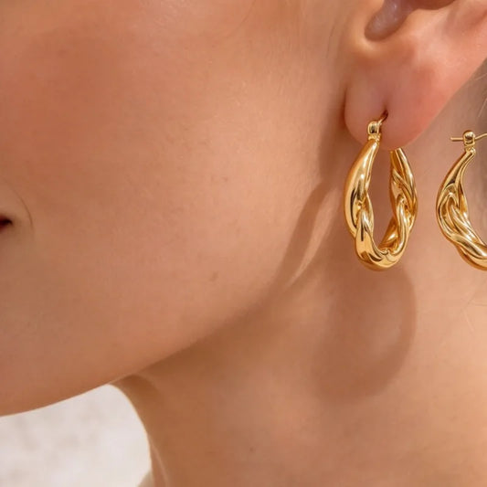 Pendientes estrella de mar de acero con piedras azules- EA681