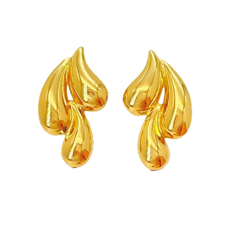 Σκουλαρίκια ατσάλινα χρυσά- w536