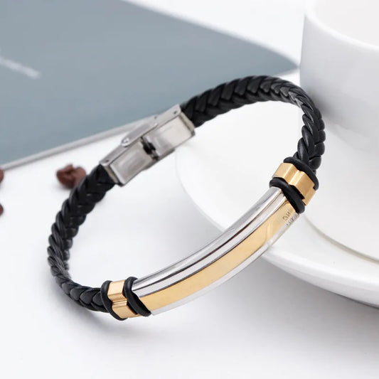 Βραχιόλι μαύρο με χρυσό ατσάλι-BR312