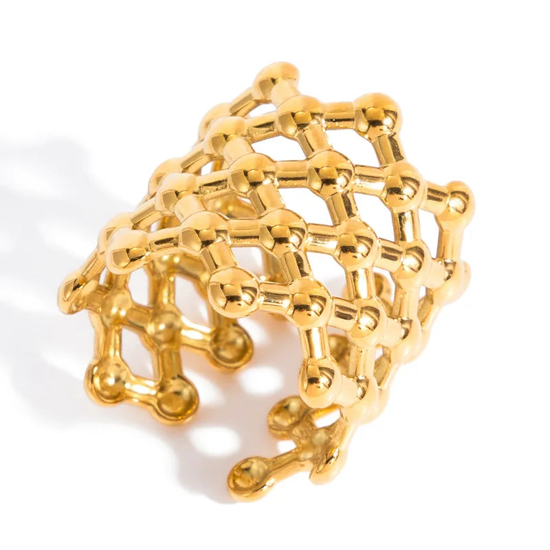 Δαχτυλίδι επιχρυσωμένο ατσάλι πλέγμα-R140