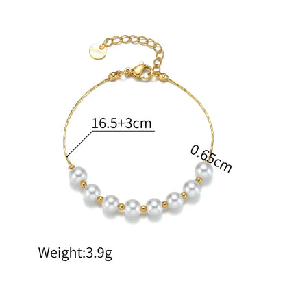 Βραχιόλι ατσάλι με πέρλες-BR108