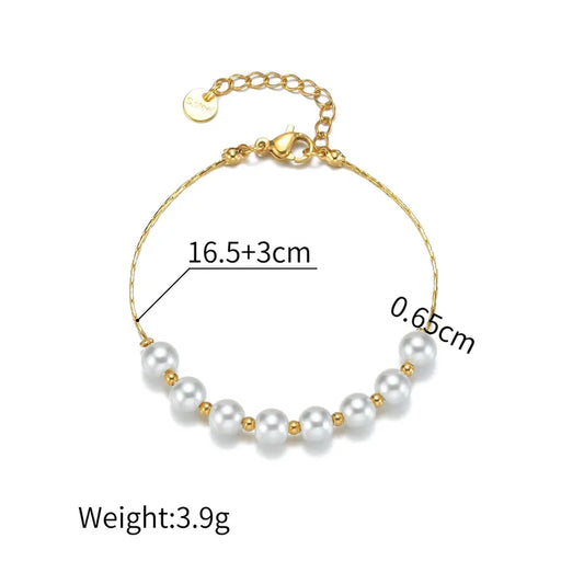 Βραχιόλι ατσάλι με πέρλες-BR108