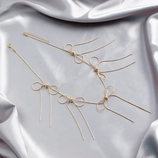 Necklace with gold bows - w460