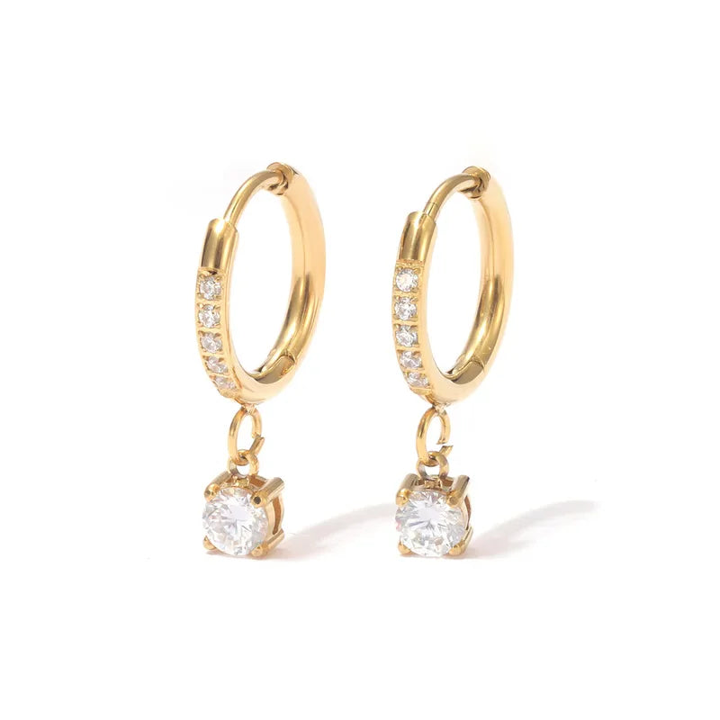 Σκουλαρίκια επιχρυσωμένο ατσάλι με zircon-EA404