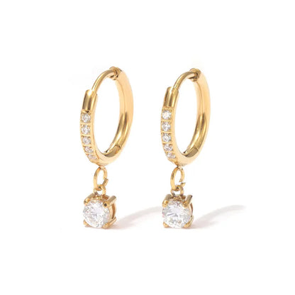 Σκουλαρίκια επιχρυσωμένο ατσάλι με zircon-EA404