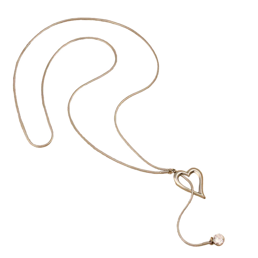 Κολιέ ατσάλι με καρδιά και στρας-NE058