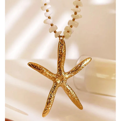 Κολιέ επιχρυσωμένο ατσάλι με μεγάλο αστερία - NE651