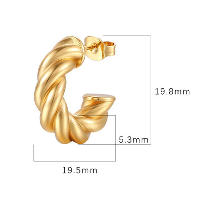 Σκουλαρίκια ατσάλι κρίκοι γυριστοί χρυσοί-EA292