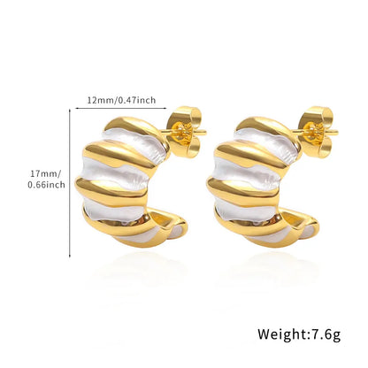 Σκουλαρίκια επιχρυσωμένο ατσάλι ασημί με χρυσό-EA429