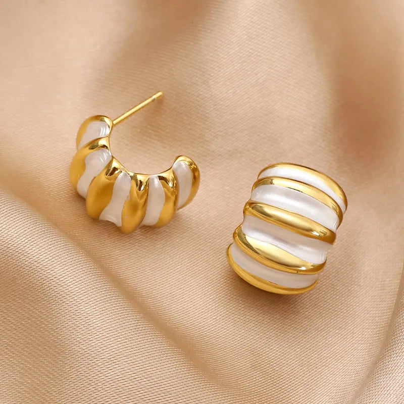 Σκουλαρίκια επιχρυσωμένο ατσάλι ασημί με χρυσό-EA429