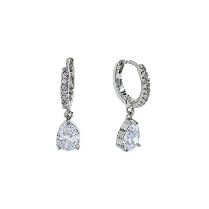 Σκουλαρίκια ατσάλι με δάκρυ zircon-EA414