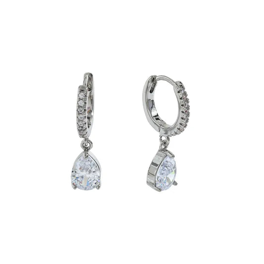 Σκουλαρίκια ατσάλι με δάκρυ zircon-EA414