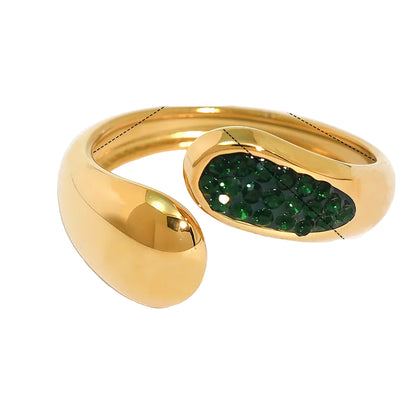 Δαχτυλίδι επιχρυσωμένο ατσάλι με πράσινο zircon-R277