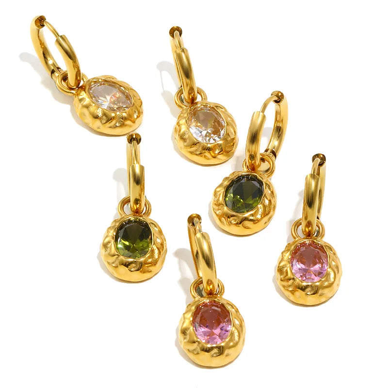 Σκουλαρίκια επιχρυσωμένο ατσάλι με λευκό zircon-EA670