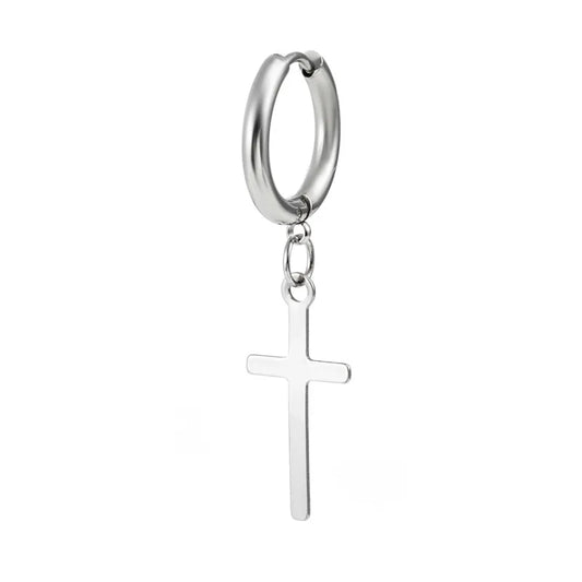 Steel earring with cross a piece-ea371