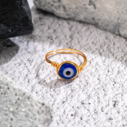 Bronze ring with blue eye-r232