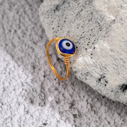 Bronze ring with blue eye-r232