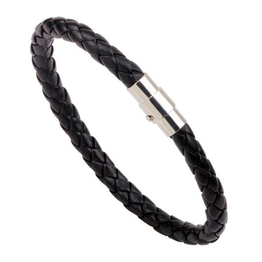 Bracelet single black synthetic leather-br041